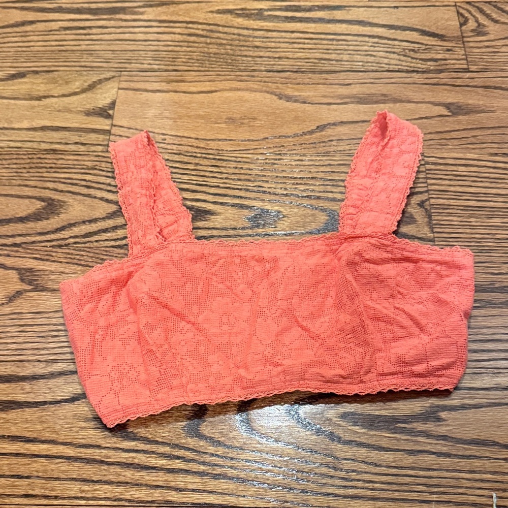 American Eagle Outfitters Coral Lace Tank Top